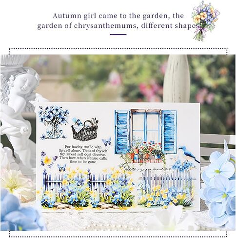20 Sheets Die Cut Flower Hedge Garden Sticker Book, Waterproof PET Decals for Aesthetic Diary Paper Junk Journal Laptop Scrapbooking Stationery Crafts Art Supplies Gift in Saudi Arabia