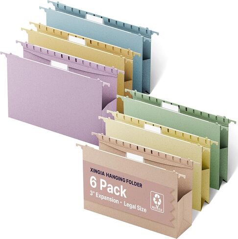 Extra Capacity Legal Size Hanging File Folders,3" Expandable Plastic File Folders Hanging with Tabs, 6 Pack Wheat Straw Filing Cabinet Folders for Office School,Assorted Colors File Organizer in Saudi Arabia