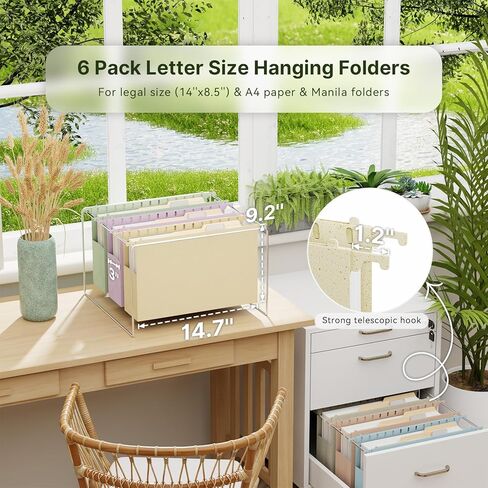 Extra Capacity Legal Size Hanging File Folders,3" Expandable Plastic File Folders Hanging with Tabs, 6 Pack Wheat Straw Filing Cabinet Folders for Office School,Assorted Colors File Organizer in Saudi Arabia