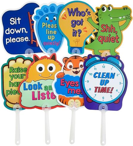 مجموعة من 8 قطع، إدارة لافتات الفصل الدراسي للمعلمين، مجاذيف الإشارة المحمولة بقاعدة الفصل الدراسي، تعليمات تفاعلية لرياض الأطفال والمدرسة الابتدائية in Kuwait