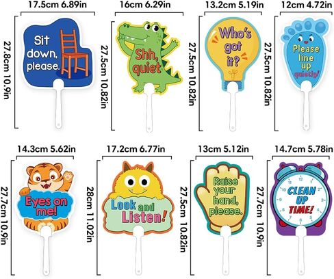 مجموعة من 8 قطع، إدارة لافتات الفصل الدراسي للمعلمين، مجاذيف الإشارة المحمولة بقاعدة الفصل الدراسي، تعليمات تفاعلية لرياض الأطفال والمدرسة الابتدائية in Kuwait