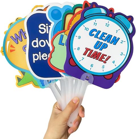 مجموعة من 8 قطع، إدارة لافتات الفصل الدراسي للمعلمين، مجاذيف الإشارة المحمولة بقاعدة الفصل الدراسي، تعليمات تفاعلية لرياض الأطفال والمدرسة الابتدائية in Kuwait