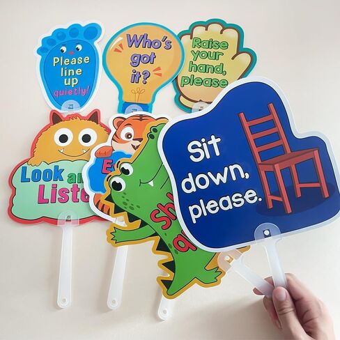 مجموعة من 8 قطع، إدارة لافتات الفصل الدراسي للمعلمين، مجاذيف الإشارة المحمولة بقاعدة الفصل الدراسي، تعليمات تفاعلية لرياض الأطفال والمدرسة الابتدائية in Kuwait