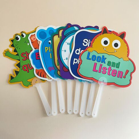 مجموعة من 8 قطع، إدارة لافتات الفصل الدراسي للمعلمين، مجاذيف الإشارة المحمولة بقاعدة الفصل الدراسي، تعليمات تفاعلية لرياض الأطفال والمدرسة الابتدائية in Kuwait