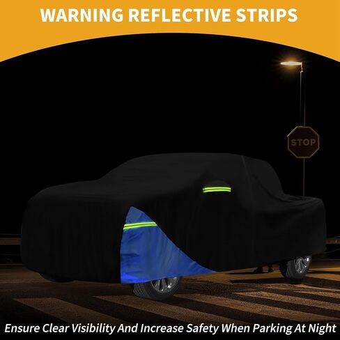 Car Cover Waterproof All Weather 210D, UV Sun Rain Protection, for Dodge for Ram with Left Side Zipper, Black & Blue in Saudi Arabia