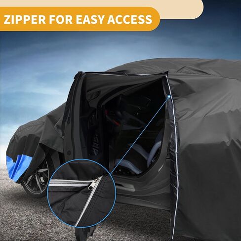 Car Cover Waterproof All Weather 210D, UV Sun Rain Protection, for Dodge for Ram with Left Side Zipper, Black & Blue in Saudi Arabia