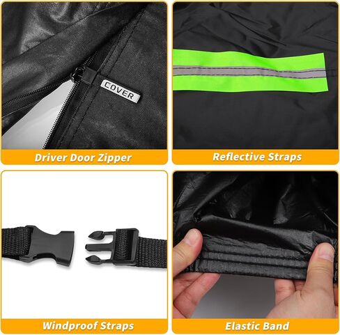 Car Cover Waterproof All Weather 210D, UV Sun Rain Protection, for Dodge for Ram with Left Side Zipper, Black & Blue in Saudi Arabia
