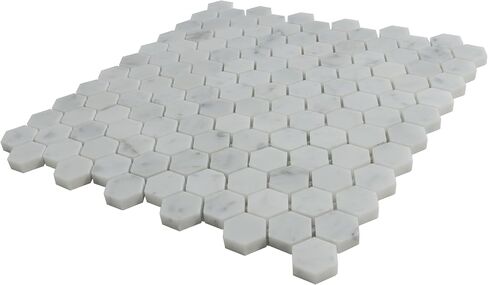 بلاط أبولو 11.2 × 11.7 بوصة. بلاط رخام بيانكو كارارا أبيض سداسي الفسيفساء 5 عبوات APLKB88G02HA للحمام أو المرآب أو جدران الدش أو الأرضيات، وبلاط المطبخ الخلفي، والفناء in Kuwait