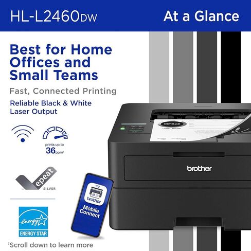 Brother HLL2460DW SOHO Laser Printer Bundle with Deco Gear CPS 26 Month Protection Pack, Tech Smart USA Printer Essentials, Deco Essential 6FT Printer Cable and HDMI Cable in Saudi Arabia