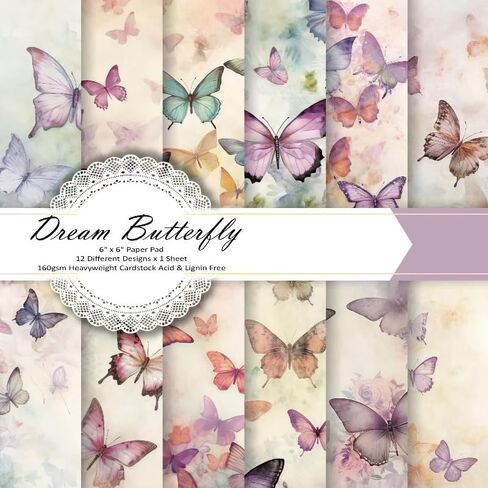 12Sheets Butterfly Scrapbook Paper Pads, Decorative Craft Paper for DIY, Journal Supplies, Card Making Supplies( 6X6inch) in Saudi Arabia