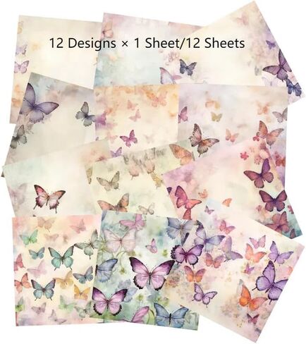 12Sheets Butterfly Scrapbook Paper Pads, Decorative Craft Paper for DIY, Journal Supplies, Card Making Supplies( 6X6inch) in Saudi Arabia