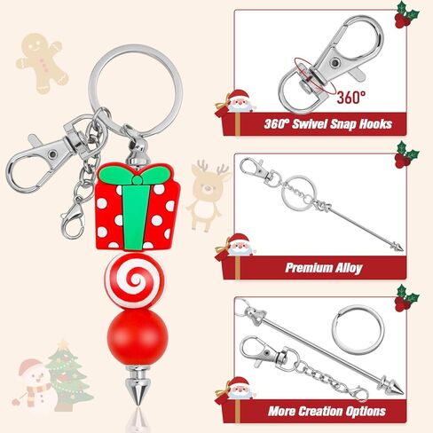 26 Pcs Beadable Keychain Bar, Silver Bead Keychain Beaded Keychain for Pendant DIY, Alloy Blank Keychain Accessories Bulk for Keychain Making Supplies Jewelry Making Gift in Saudi Arabia