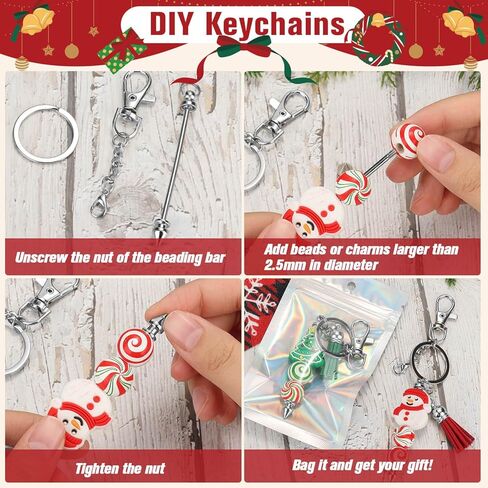 26 Pcs Beadable Keychain Bar, Silver Bead Keychain Beaded Keychain for Pendant DIY, Alloy Blank Keychain Accessories Bulk for Keychain Making Supplies Jewelry Making Gift in Saudi Arabia