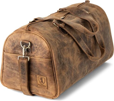 Berliner Bags Vintage Leather Duffle Bag Bergen for Travel or the Gym, Overnight Bag for Men and Women - Brown (Cognac) in Kuwait