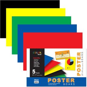 BAZIC Poster Board 22" X 14" Assorted Colored Poster Board Paper for School Craft Project Presentation (3/Pack), 1-Pack