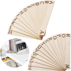 Vinyl Record Dividers 7 Pieces LP Alphabetical a-z Dividers Wooden Record Alphabet Separator Alphabetize Organizer for Album CD DVD Media Book Shelf Storage