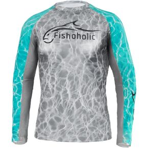 Fishoholic UPF 50 Women's Performance Fishing Shirt - Long Sleeve - Women's Cut - Breathable Quick Dry Sun Protection