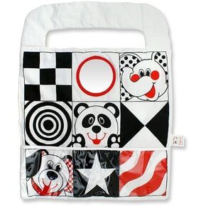 Genius Baby Toys | Reversible Car Activity Center Toy in Black, White and Red, Hang from Car Headrest to Make Car Rides More Enjoyable