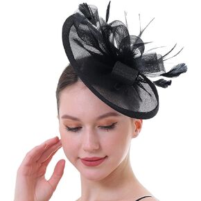 Kentucky Derby Fascinator Hat Mesh Net Feather Tea Party Hat Wedding Cocktail Party Hat Flower Derby Hat for Women