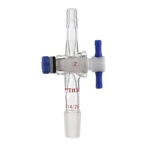 Adamas-Beta Vacuum Flow Control Adapter with PTFE Stopcock, 2mm Diameter, 24/40 Joint and Straight Hose Connection for Lab Supply，Air Water Line Tube Flow Control Valve