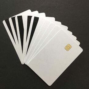Customized SLE4442 Chip Pearl White Background Smart Contact IC Cards (NOT Normal White) with 2 Track Hi-Co Magnetic Stripe PVC Blank Card 10pcs by XCRFID
