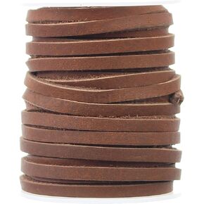 CleverDelights Brown 1/8" Leather Flat Cord - 25 Feet - 3.5mm Genuine Leather Strap
