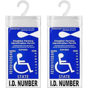 Handicap Placard Holder for Auto, Ultra Transparent Handicapped Placard Holder, Disabled Parking Permit Holder, Handicap Parking Placard Holder Sign Holder With Large Hanger (Thickened Type Set of 2)
