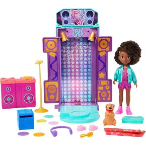 Mattel Karma’s World Toy Playset with Doll & Accessories, Musical Star Stage with Lights & Sounds, Transforms from Bed to Stage