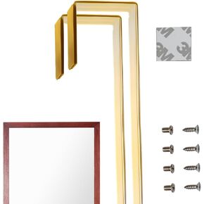 Gold Giant XL Set of 2 Mirror Brackets Patent Pending Over-The-Door Mirror Hanger: Door Mirror Hanger Set with Anti-Scratch Lining | 20'' Over The Door Mirror Hooks for Adjustable Height