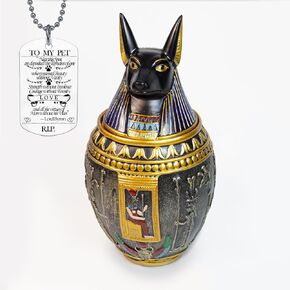 1st Heaven Pet Urn for Dogs and Cats Ashes - Medium to Large Decorative Cremation Urns for Pet Memorial - Egyptian Handcrafted Artifact for Home Decor (Anubis, Large)