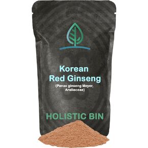 Holistic Bin Korean Red Ginseng Capsules Pure Panax Ginseng Supplement | Vegan, Gluten Free, Non GMO, No Fillers | Rich in Ginsenosides (40 Capsules)