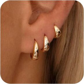 Feskive Small Gold Huggie Hoop Earrings Set for Women，Dainty 14K Gold/Silver Plated Twisted Hoop Earrings Cubic Zirconia Stud Earrings Lightweight Hypoallergenic Earrings for Women Girls Trendy Jewelry Gifts