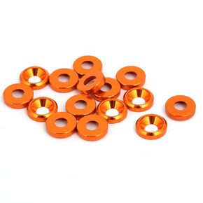uxcell M3 Aluminium Alloy Cup Head Engine Bay Bumper Washer Orange 15pcs