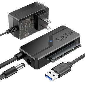 SATA to USB C Adapter with Power,CLAVOOP USB C to SATA Cable 12V 24W External Hard Drive Converter Type C Cable for 2.5 3.5 Inch HDD SSD SATA III Support UASP Compatible for Seagate WD Hitachi Toshiba