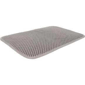 بساط فضلات القطط، 17.7 × 11.8 بوصة، بساط محبس لفضلات القطط بطبقة مزدوجة، غير قابل للانزلاق ومقاوم للماء، تحكم في التناثر سهل التنظيف (رمادي)