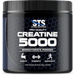 STS Creatine 300 Grams - 100% Pure Raw Creatine Monohydrate Powder, Pre-Workout, Post-Workout, Build Muscle and Stamina - 60 Servings - with Scoop