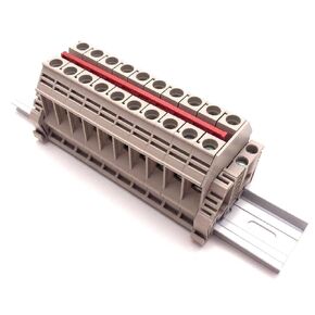 Dinkle Solar Combiner DK10N 10 Gang Box Connector DIN Rail Terminal Blocks, 6AWG, 60 Amp, 600V