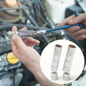 4uni 14mm&16mm Magnetic Spark Plug Socket Set, CRV Steel, 1mm Thin Wall, 360-Degrees Swivel, 3/8 Inch-Drive, 12-Point Spark Plug Socket Removal Tool, Compatible with Cars Motorcycles SUVs Trucks in Kuwait