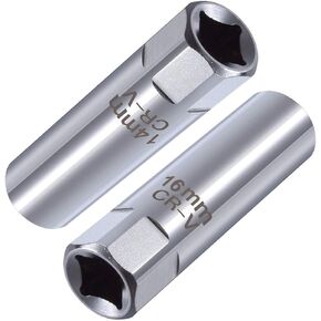 QISF 14mm & 16mm Magnetic Spark Plug Socket,3/8-Inch Drive 12-Point Thin Wall Spark Plug Socket Removal Tools