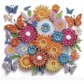 Stalente Diamond Painting Kits for Adults Flower, 5D Special Shape Diamond Art Kits for Beginners, Crystal Rhinestones Diamond Painting for Home Wall Decoration Gift 12×12inch, Butterfly