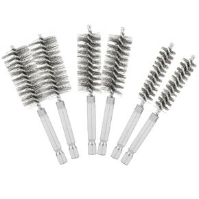 6pcs Stainless Steel Pipe Cleaning Brushes, 0.47 inch, 0.75 inch, 1 inch Stainless Steel Bore Brushes Wire Cleaning Brush for Drill Pipe Wire Brush Bore Brush for Power Drill