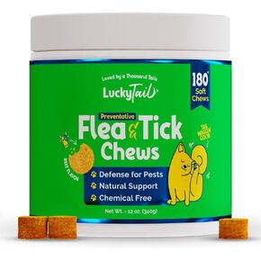 منتجات LuckyTail الطبيعية للوقاية من البراغيث والقراد للكلاب - خميرة البيرة المجففة مع الثوم للكلاب - مكملات فيتامين ب للكلاب - صنع في الولايات المتحدة الأمريكية - تقريبًا. 180 مضغ ناعم in Kuwait