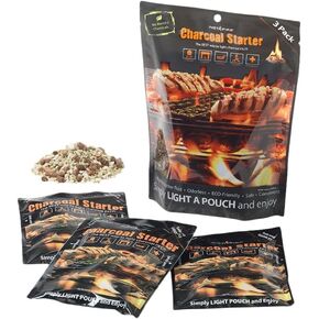 InstaFire Charcoal Briquette Fire Starter Pouches for Grills, Smokers, More - Chemical Free, Awarded 2011 Innovative Product Of The Year,18 Pk