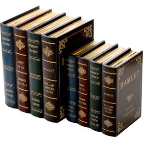 Tosnail 2 Pack Decorative Book Boxes Wooden Antique Book Decorations Vintage Book Storage Box - Hamlet