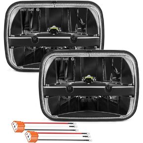 UNI-SHINE 5x7 led headlight 2pcs 7x6 led headlight Reflector Plug and Play H6054 H5054 Hi/Lo Sealed Beam DOT Approved Compatible with jeep Wrangler YJ Compatible with Cherokee XJ