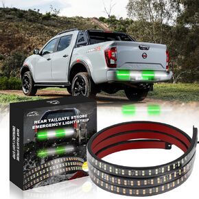 Tiannor 60 Inch Tailgate Police Light Strip 288 LEDs Red/Blue Strobe Emergency Light Bar Flexible Flashing Warning Hazard Rear Windshield Light w/Waterproof for Frist Responder Vehicles POV Trucks