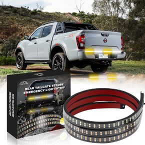 Tiannor 60 بوصة شريط ضوء الشرطة للباب الخلفي 288 مصباح LED أحمر/أزرق ستروب ضوء الطوارئ شريط مرن وامض تحذير خطر الزجاج الأمامي الخلفي ضوء ث/مقاوم للماء للمركبات المستجيبة الأولى بوف الشاحنات