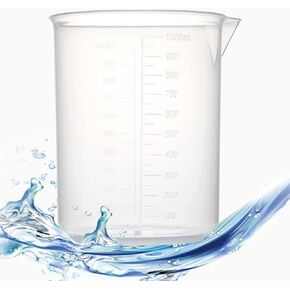 LEPEVNEY PP Plastic Beaker 1000ml Measuring Cup Graduated Beaker Transparent for Lab and Kitchen liquids 3 PCS