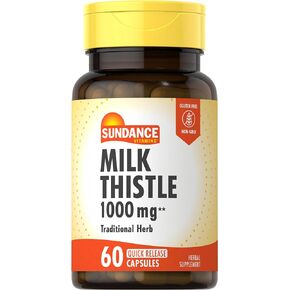 Milk Thistle 1000mg | 60 Quick Release Capsules | Traditional Herbal Supplement | Non-GMO and Gluten Free Formula | by Sundance