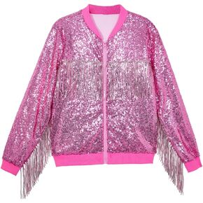 CHENBAO سترة مطرزة بالترتر للنساء سباركلي بومبر اسكواش عصري لامع معطف السيدات بريق حفلة عيد ميلاد عطلة الملابس in Kuwait